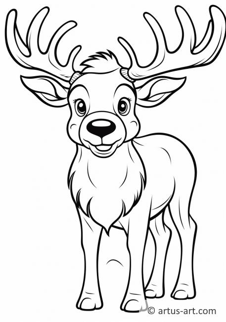 Cute Elk Coloring Page For Kids